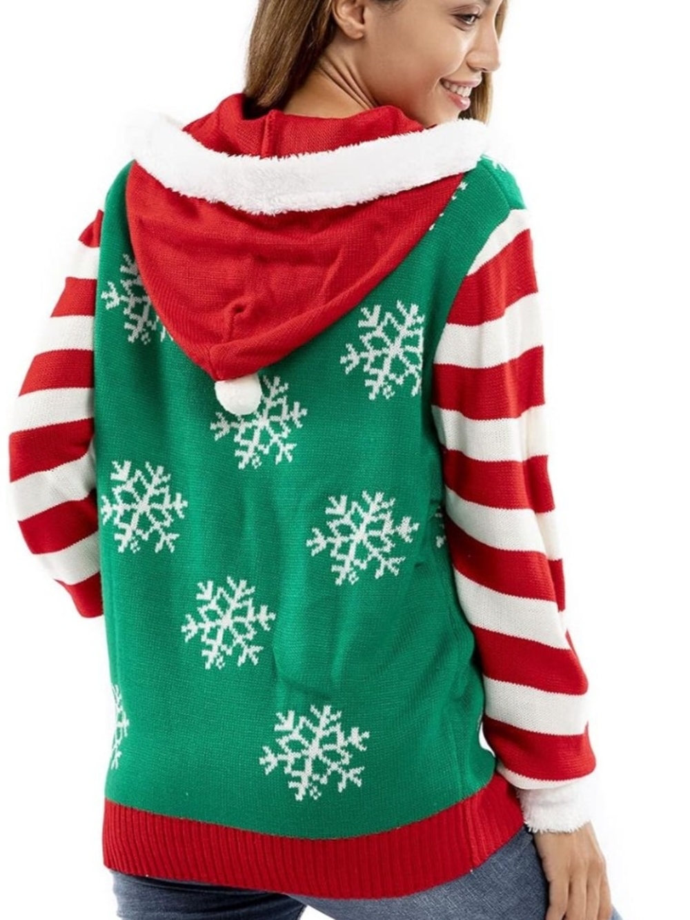 You Look Ugly Today Hooded Pin Up Christmas Sweater Size Large NWT - Picture 3 of 7